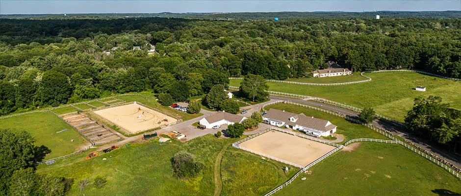 Stable and pastures at Huckins Farm, Bedford, MA